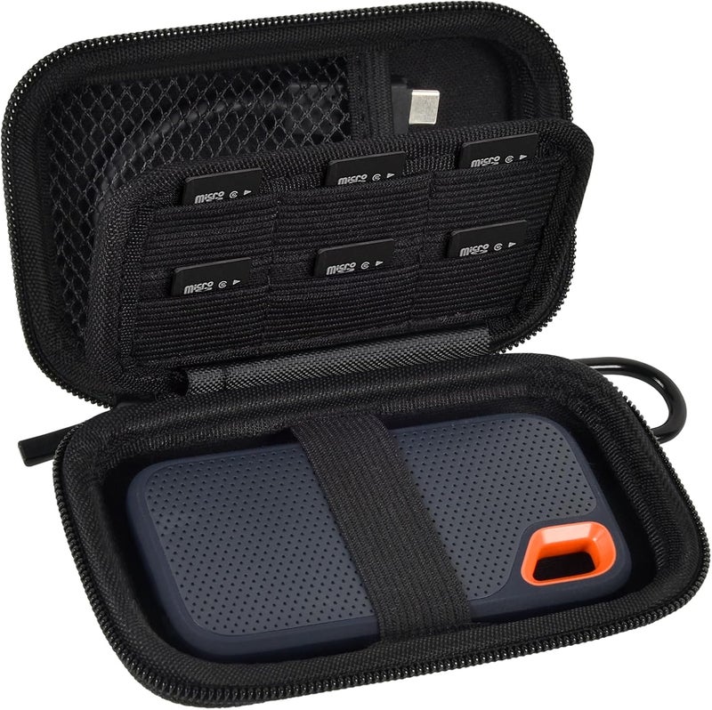 PAIYULE Case Compatible with SanDisk 1TB 2TB 4TB 500GB 8TB for SanDisk Extreme PRO Portable SSD External Hard Drive, Memory Card SD SDXC SDHC Card Storage Holder Organizer (Box Only) Black - Image 1